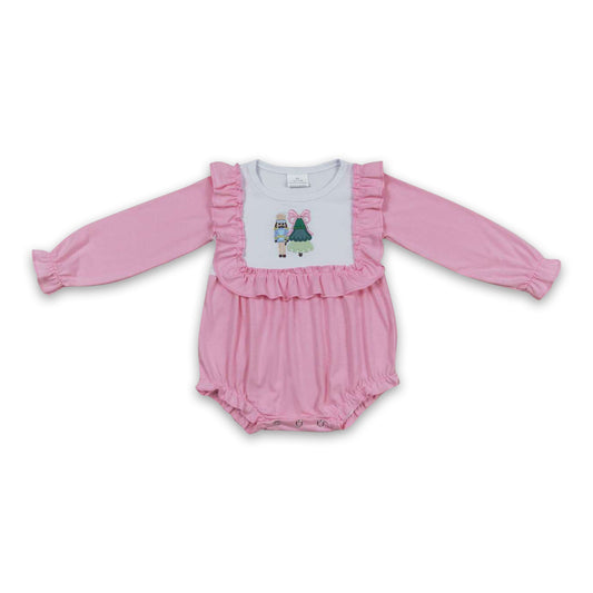 Pink Christmas tree ballet baby girls romper