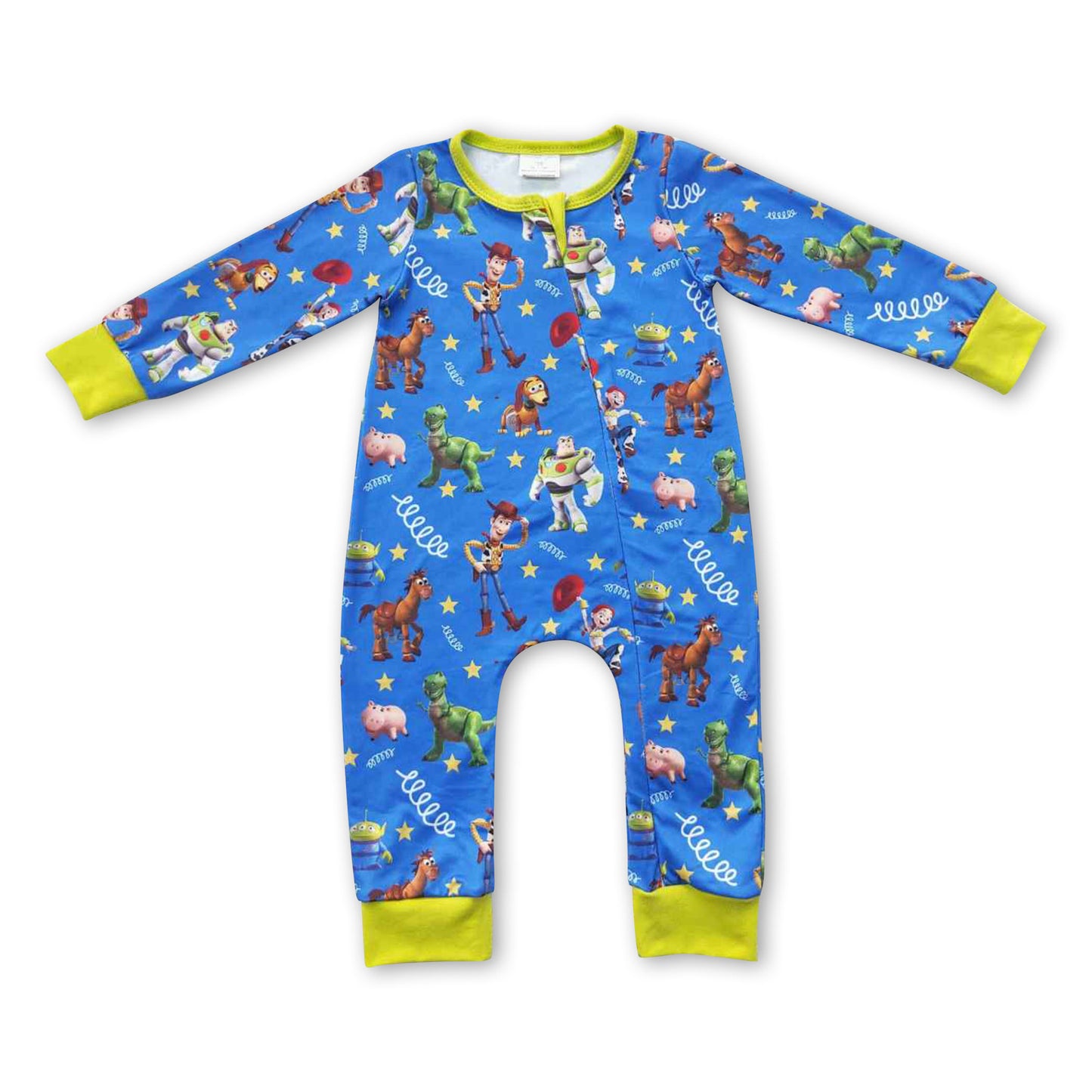 Blue toy long sleeves baby kids zipper romper