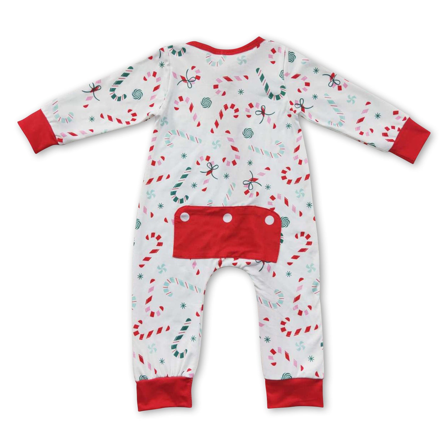 Candy cane long sleeves baby boy zipper Christmas romper