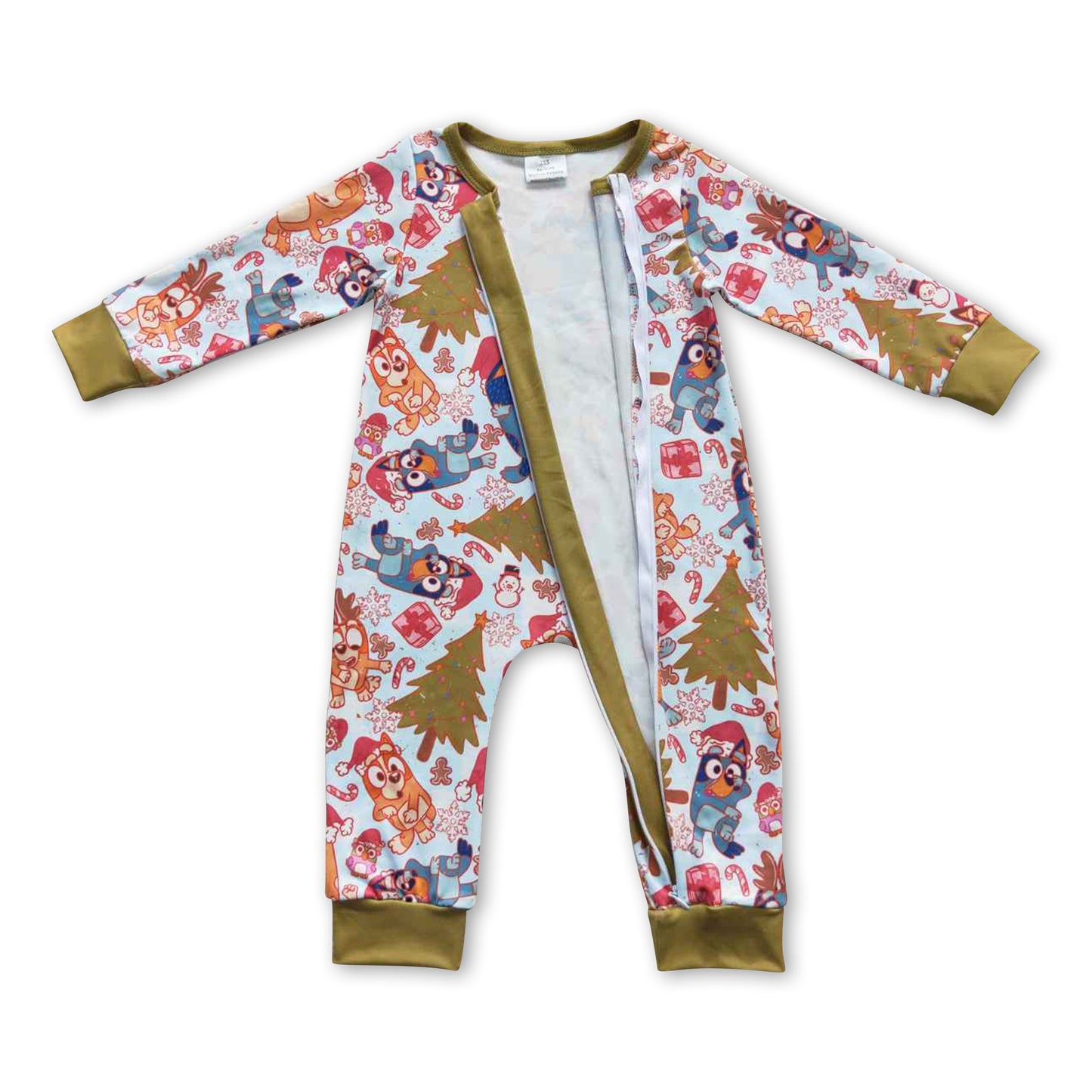 Dogs deer long sleeves baby boy zipper Christmas romper