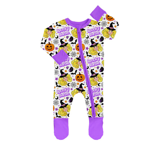 Pumpkin spooky party baby Halloween footed zipper coveralls