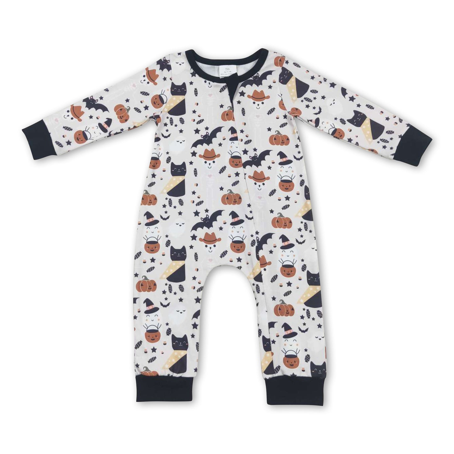 Pumpkin hat cat baby kids zipper Halloween romper