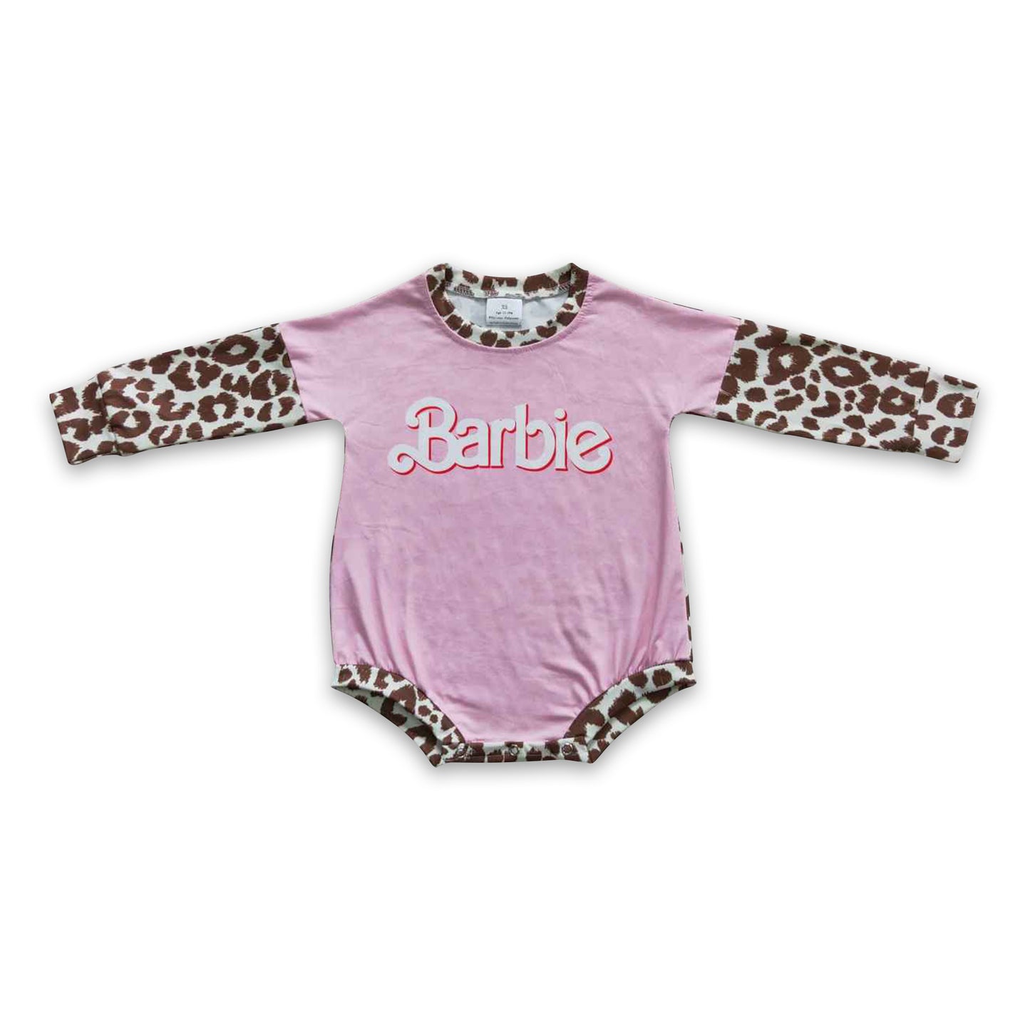 Pink leopard long sleeves party baby girls romepr