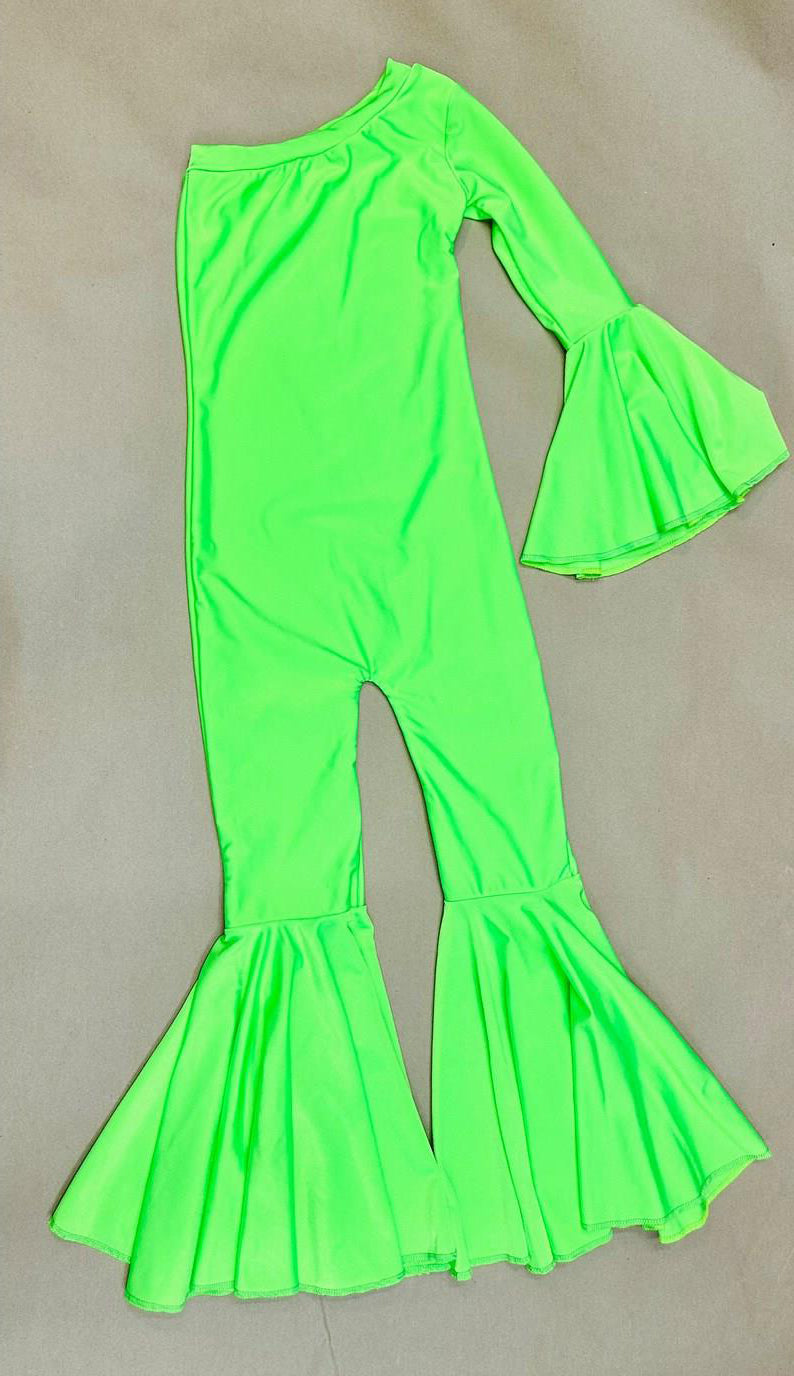 Green one shoulder baby girls romper