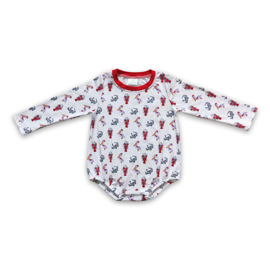 Christmas hat duck crawfish baby boy romper