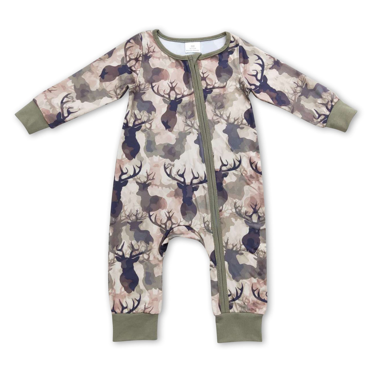 Deer camo long sleeves baby boy zipper romper ship from US