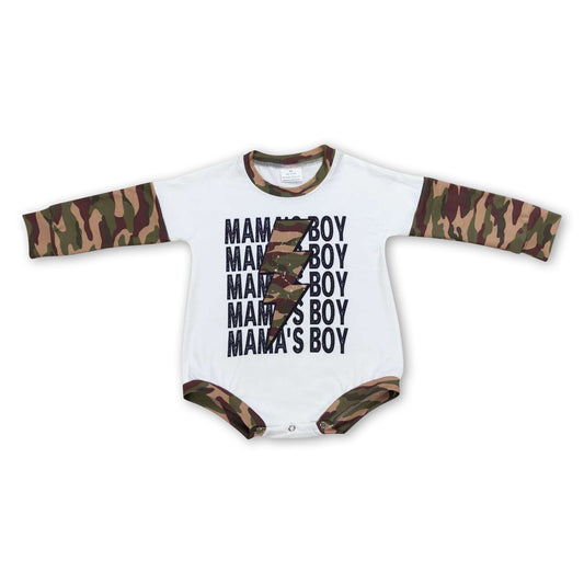 Mama's boy camo long sleeves baby romper