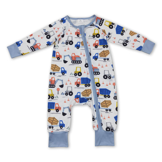 Constructions long sleeves baby boy zipper romper ship from US