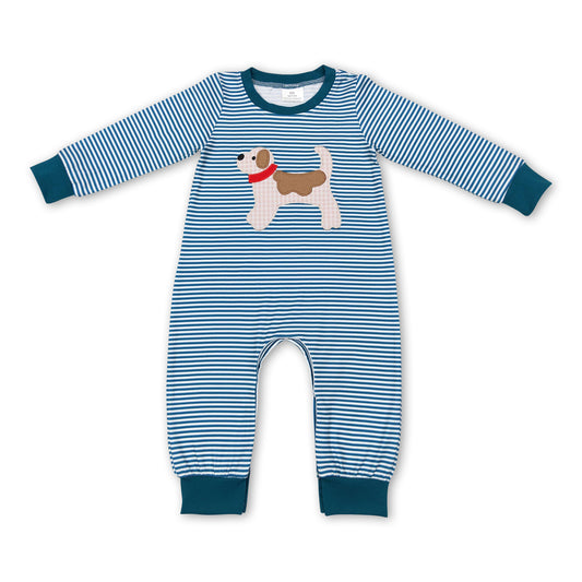 Stripe long sleeves dog baby boy romper ship from US