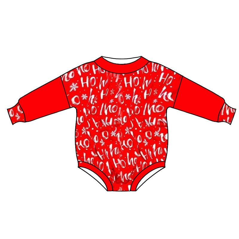 Red ho ho ho baby girls Christmas romper