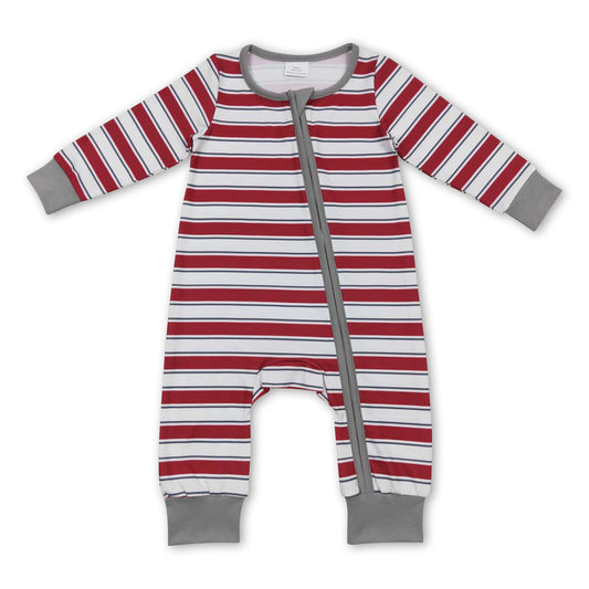 Grey red stripe baby kids Christmas romper