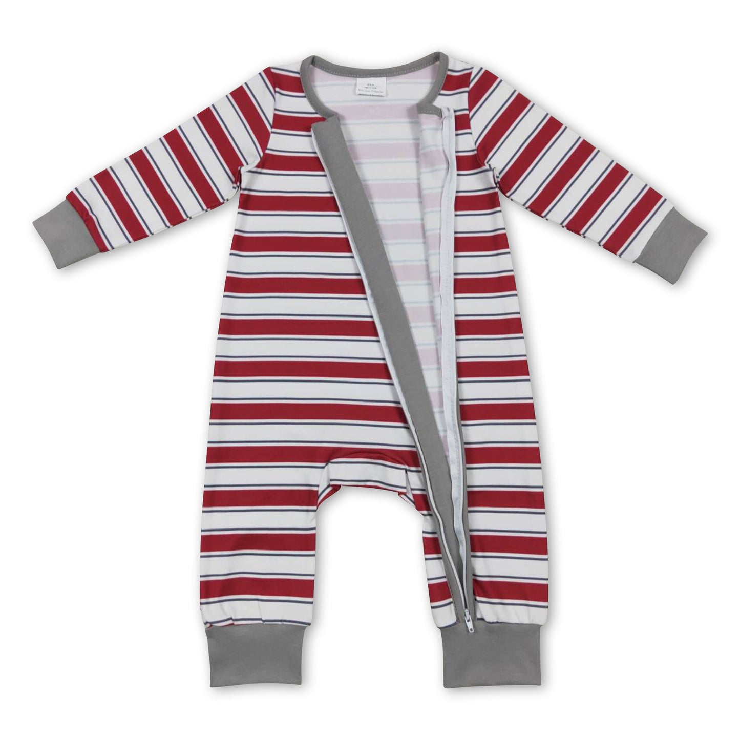 Grey red stripe baby kids Christmas romper