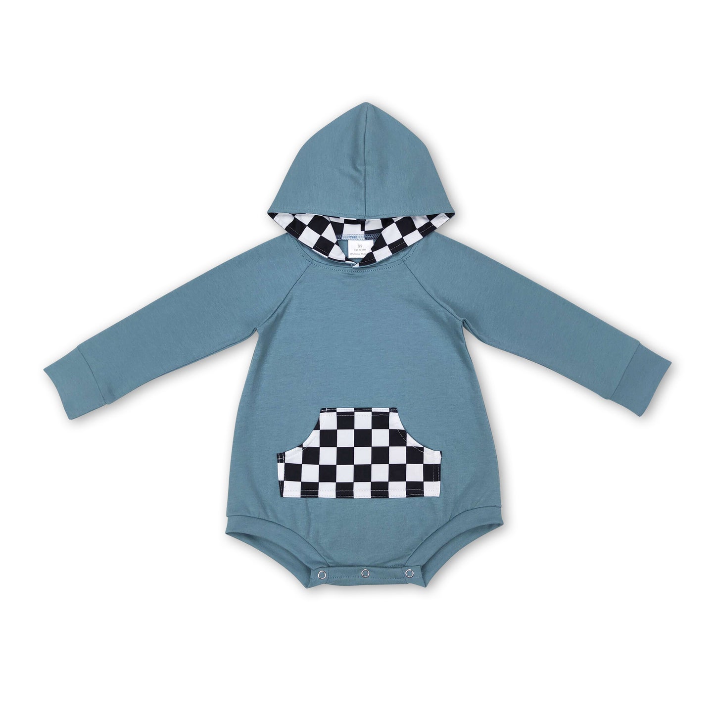 Black plaid long sleeves baby kids hooded romper