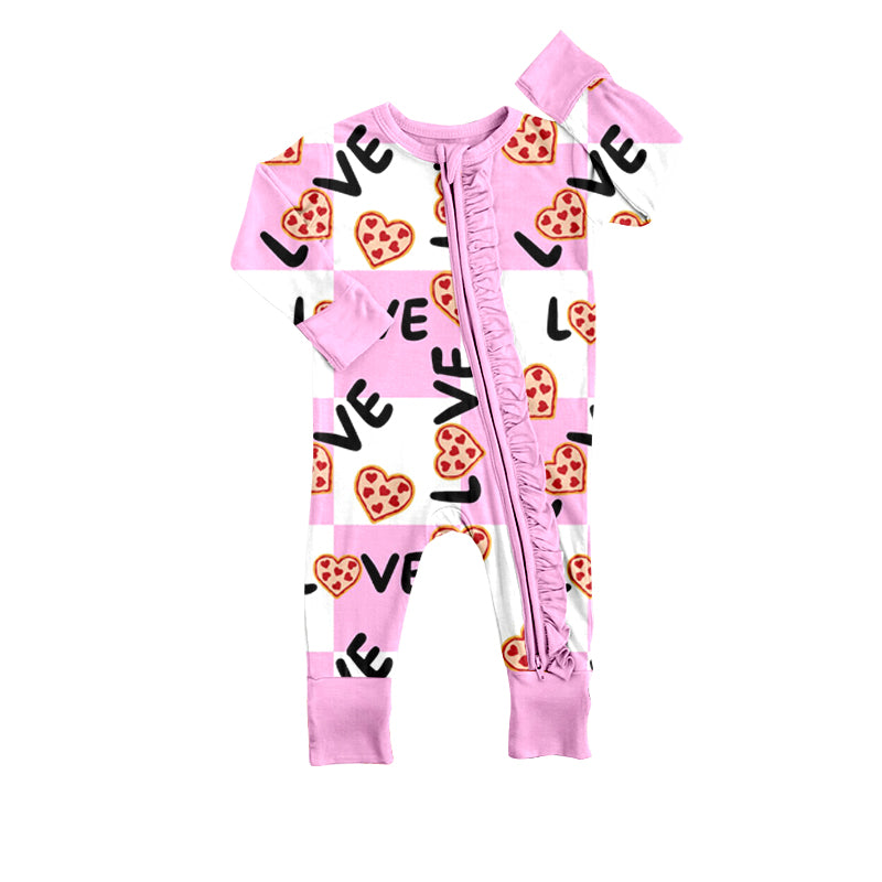 Love heart cookie plaid baby girls valentine's day romper