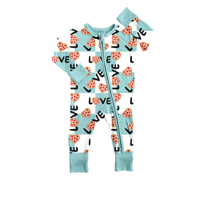 Love heart cookie plaid baby boys valentine's day romper