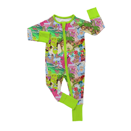 Green gingerbread long sleeves baby kids Christmas romper