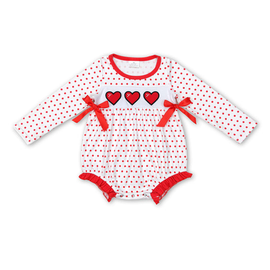 Red heart polka dots baby girls valentine's romper