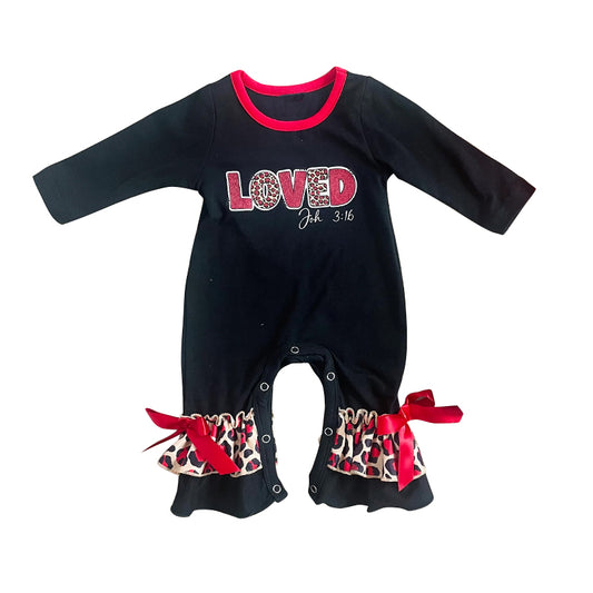 Black leopard loved ruffle baby girls vlanetine's romper