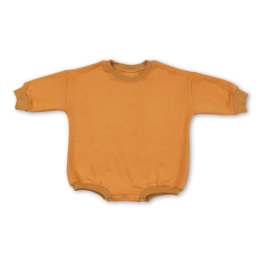 Mustard cotton long sleeves baby sweat romper