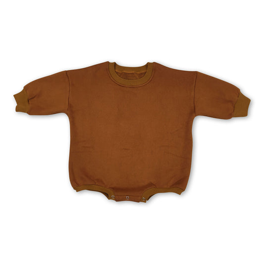 Brown cotton long sleeves baby sweat romper