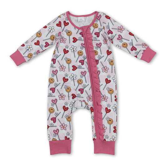 Smile flower smile lollipop baby girls valentines romper