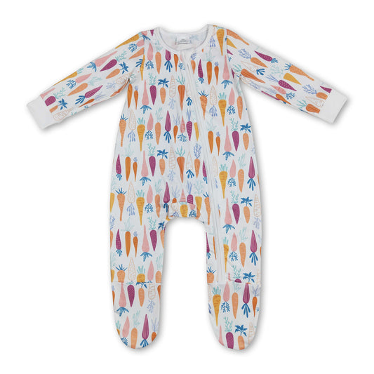 Carrot baby kids zipper footed easter coveralls