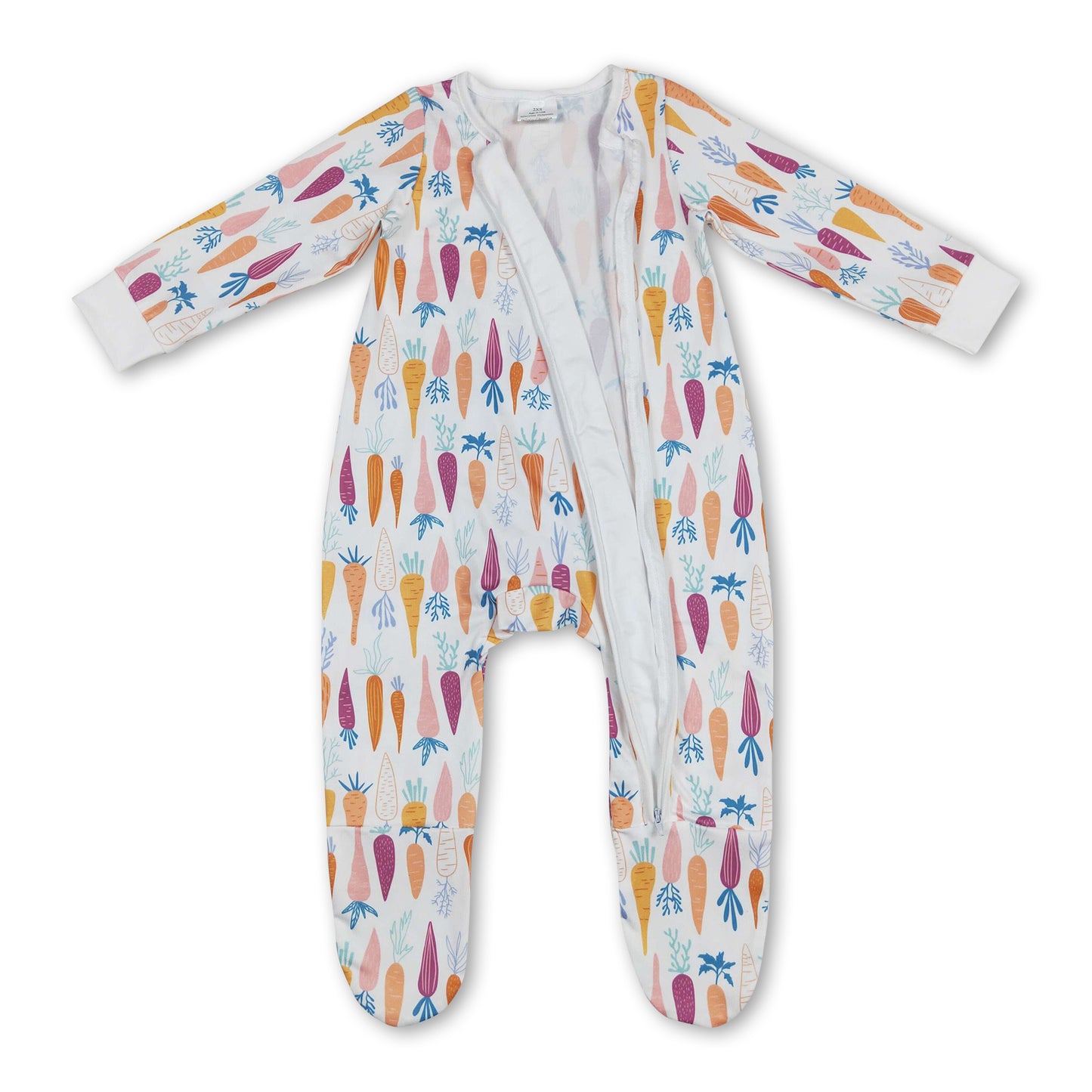 Carrot baby kids zipper footed easter coveralls