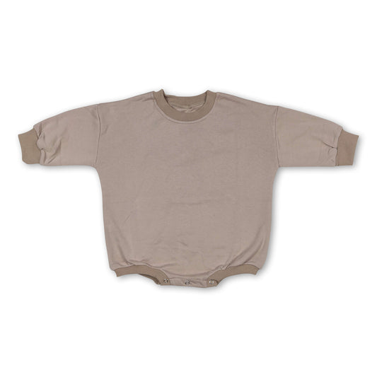 Khaki cotton long sleeves baby sweat romper