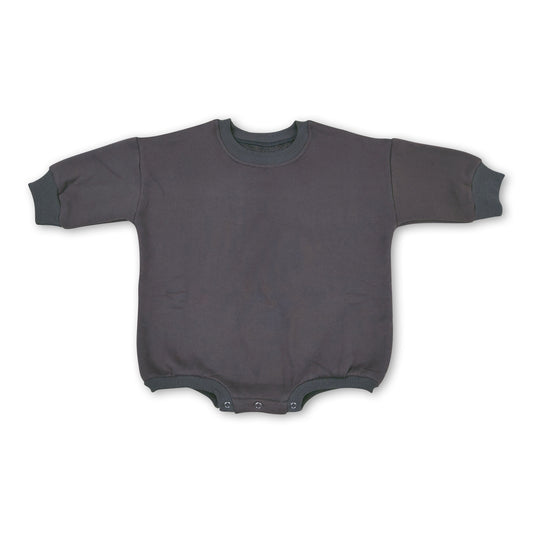 Dark grey cotton long sleeves baby sweat romper