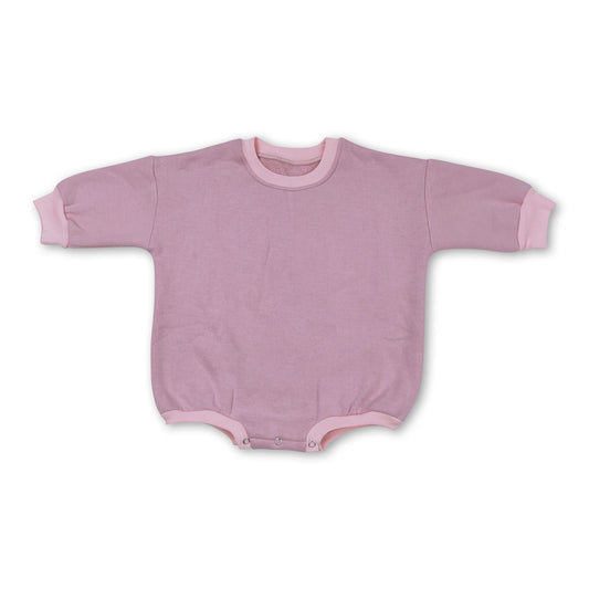 Dark pink cotton long sleeves baby sweat romper