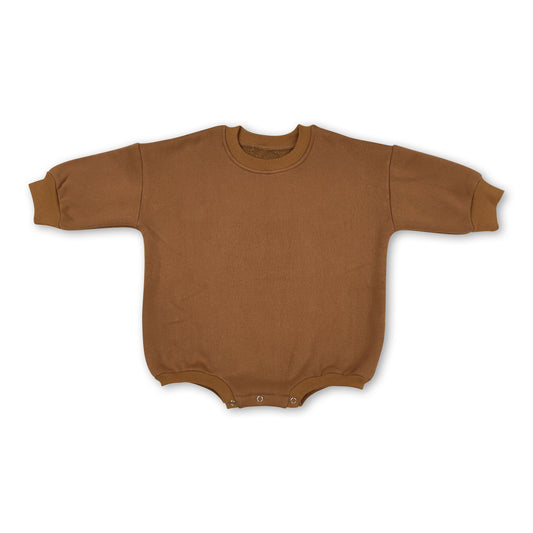 Light brown cotton long sleeves baby kids sweat romper