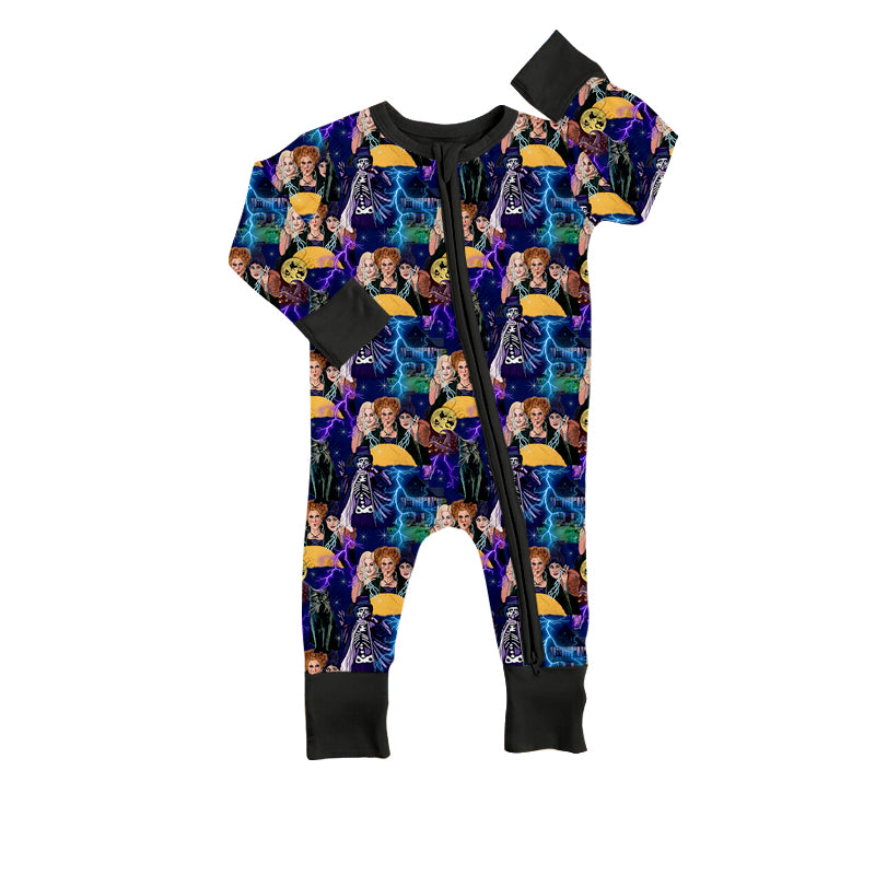 Long sleeves witches baby kids Halloween zipper romper