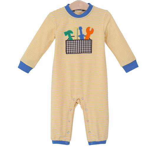 Long sleeves stripe tools baby boys romper