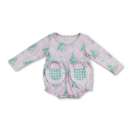 Long sleeves Christmas tree baby girls romper