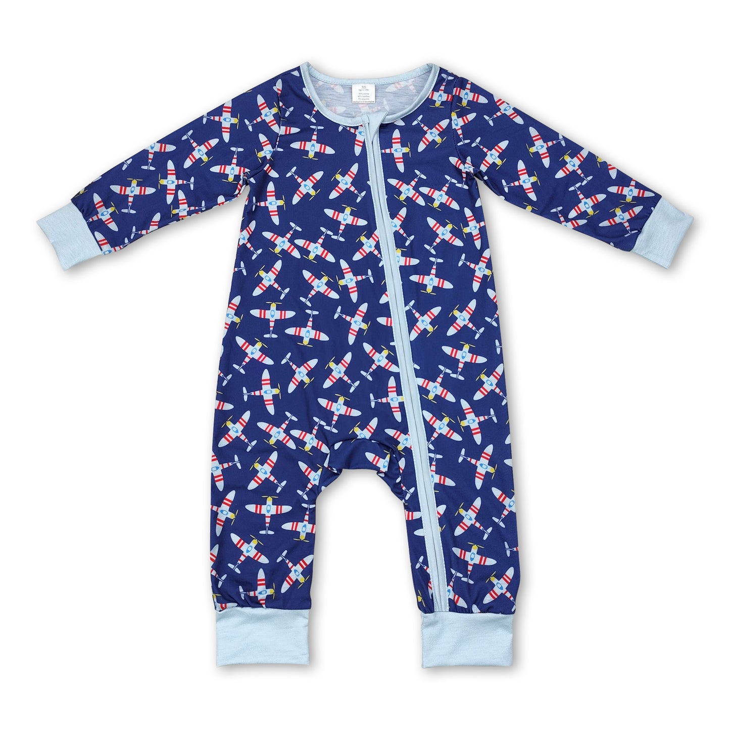 Long sleeves air plane baby boy romper