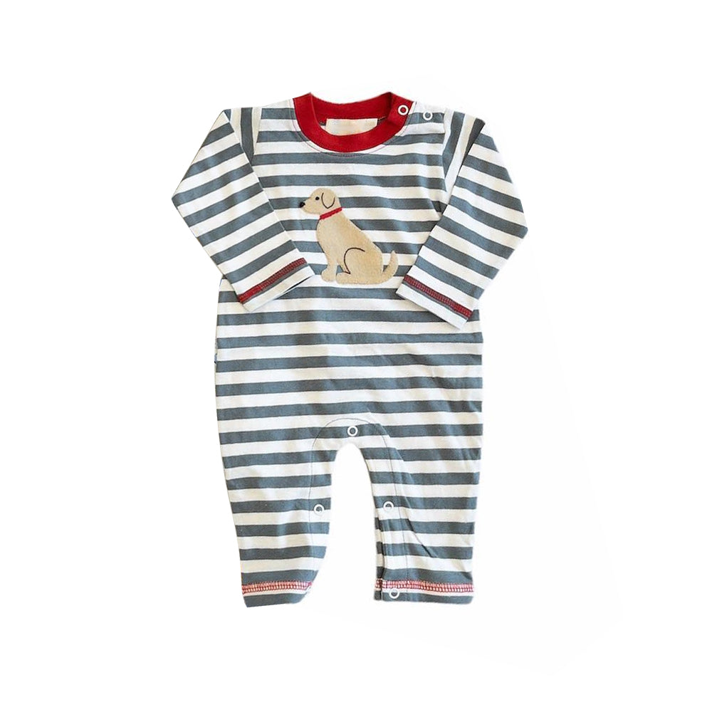 Long sleeves stripe dog baby boy romper