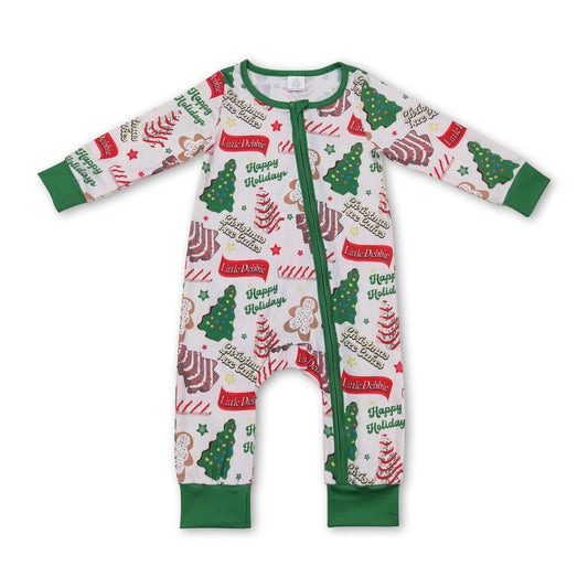 Christmas tree cake gingerbread baby boys zipper romper