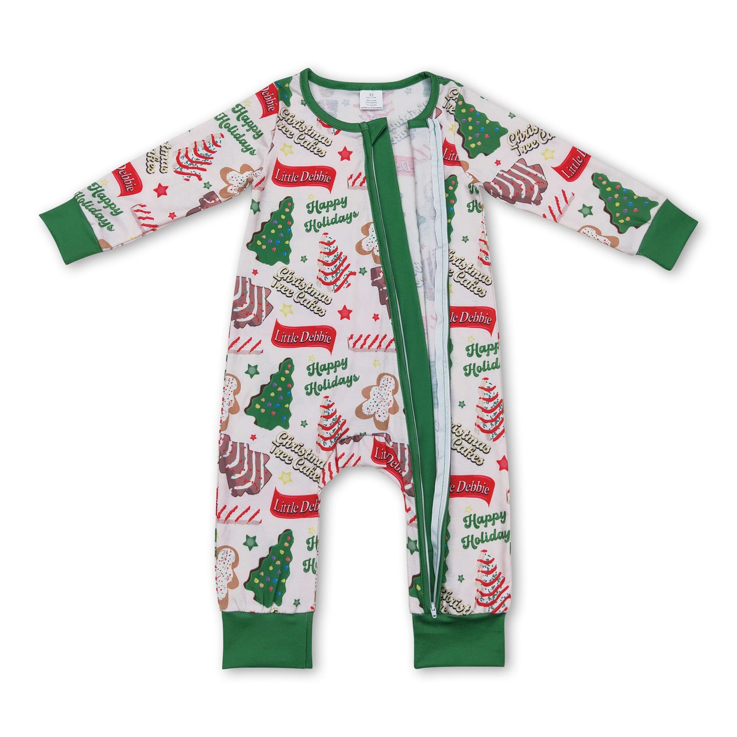 Christmas tree cake gingerbread baby boys zipper romper