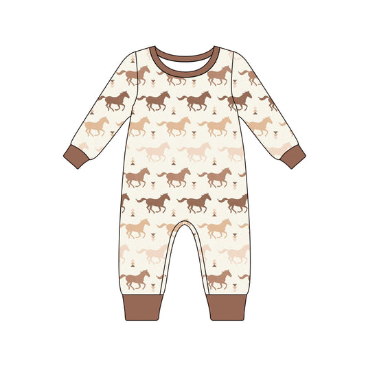 Long sleeves horse baby boy romper