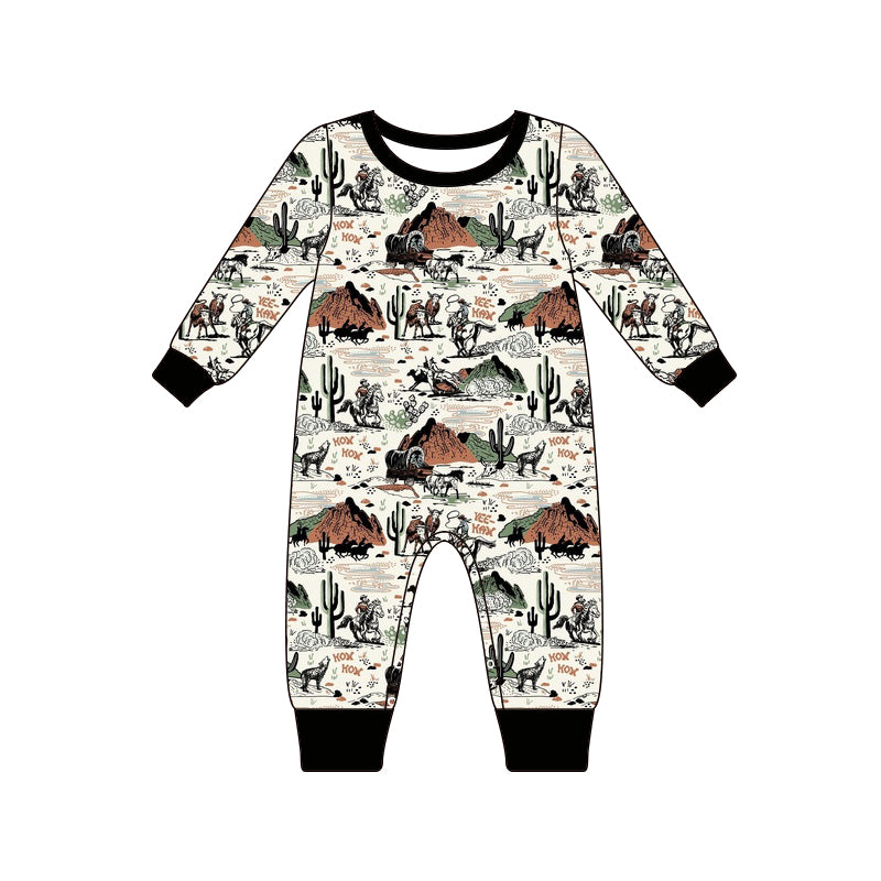 Long sleeves cactus western baby boy romper