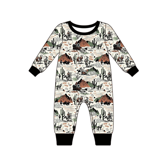 Long sleeves cactus western baby boy romper