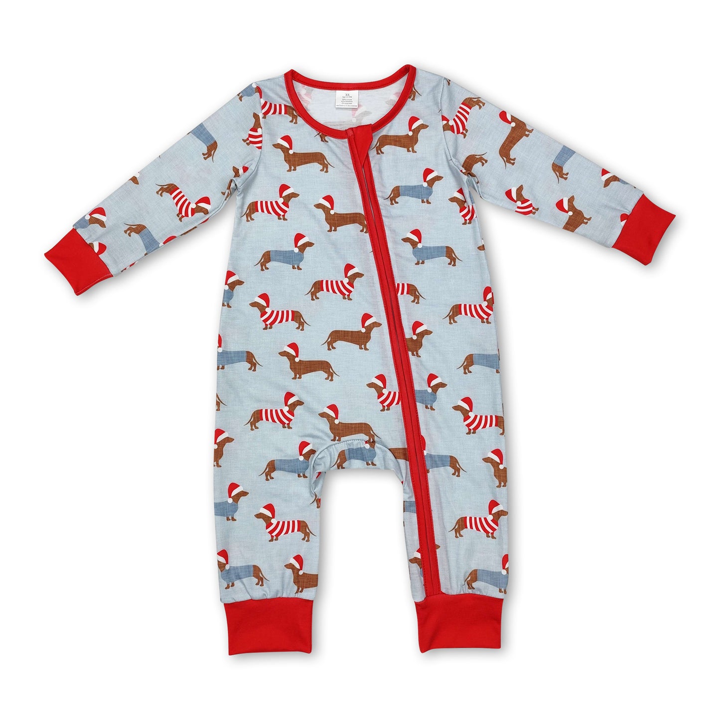 Long sleeves dog baby boy Christmas zipper romper