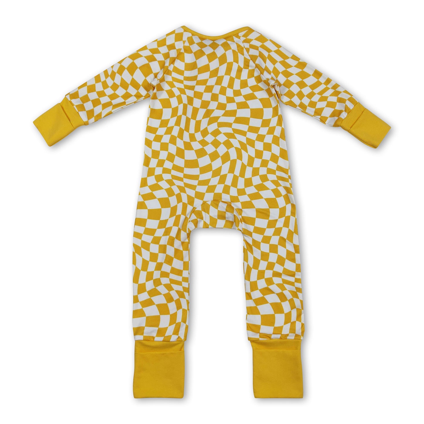 Long sleeves yellow plaid baby kids zipper sleeper