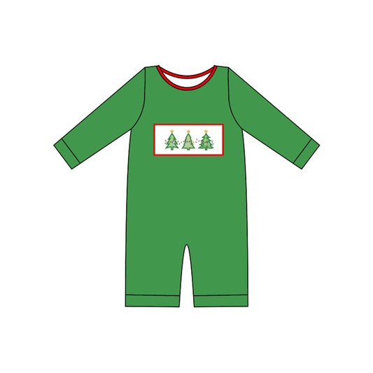 Green long sleeves Christmas tree baby boy romper