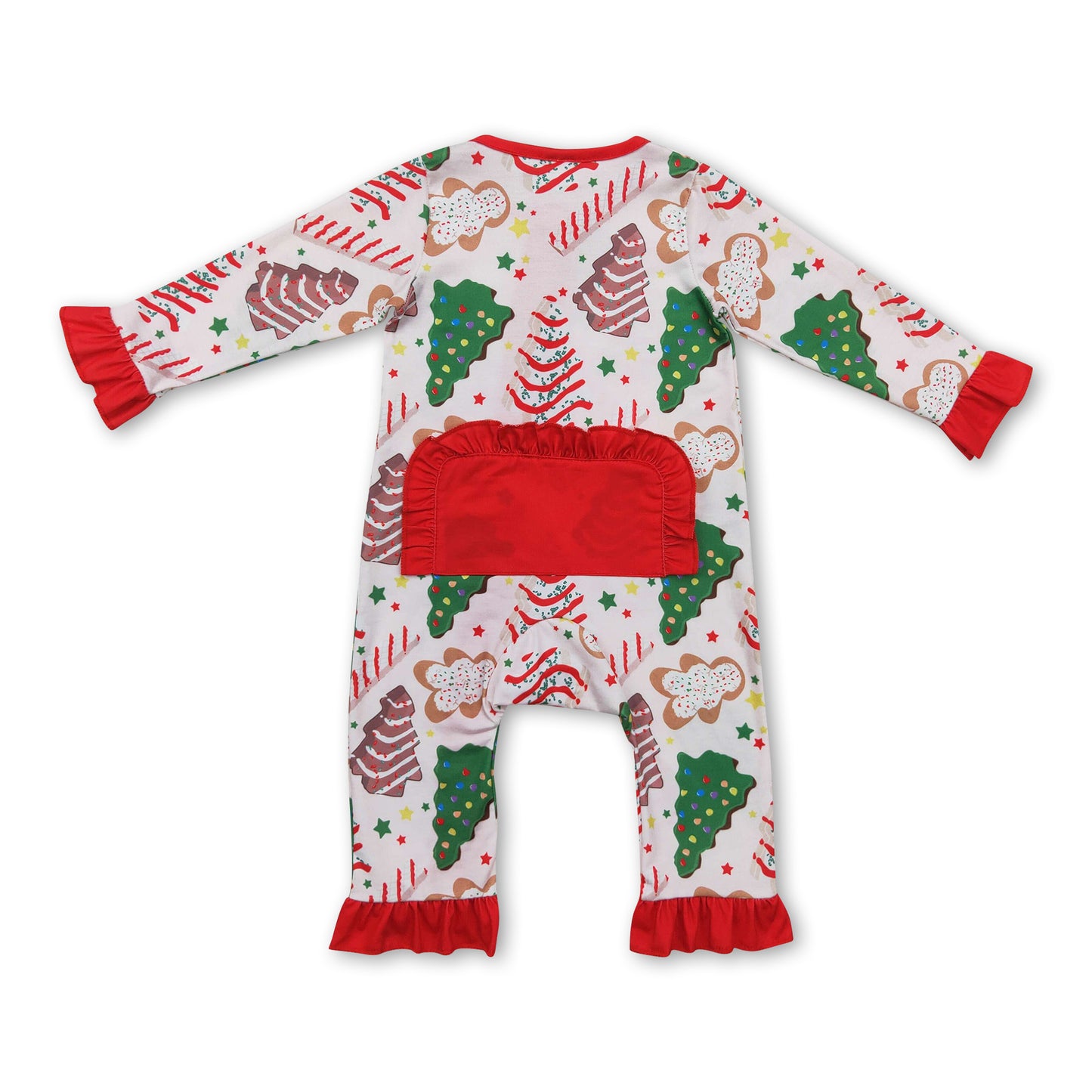 Christmas tree cake gingerbread baby girls zipper romper