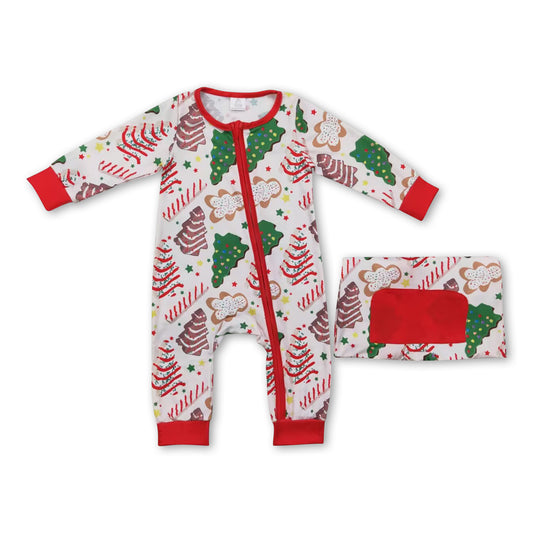 Christmas tree cake gingerbread baby boy zipper romper