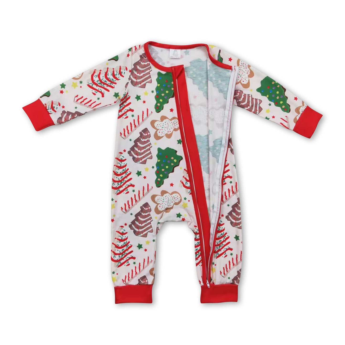 Christmas tree cake gingerbread baby boy zipper romper