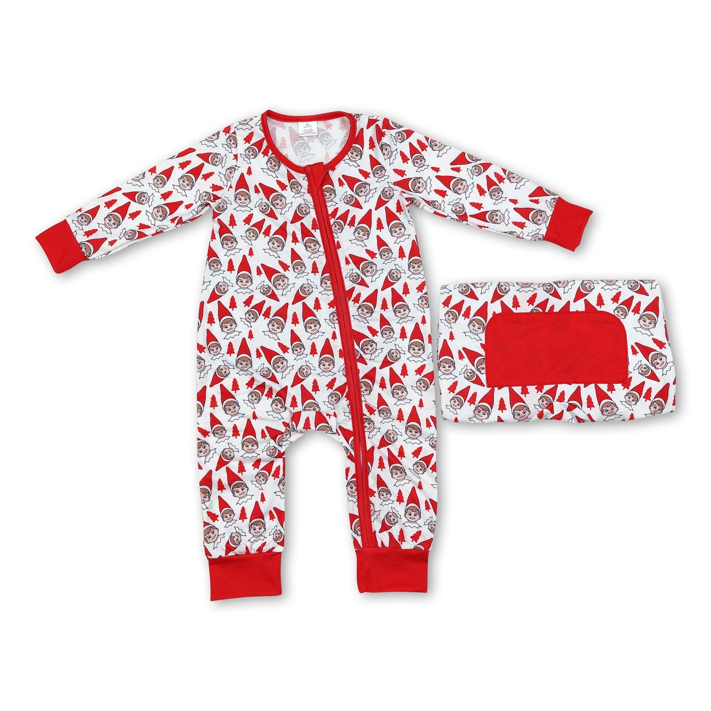 Red hat Christmas tree baby kids zipper sleeper