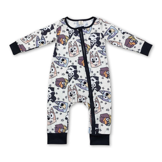 Black dog stars baby boy Halloween zipper sleeper