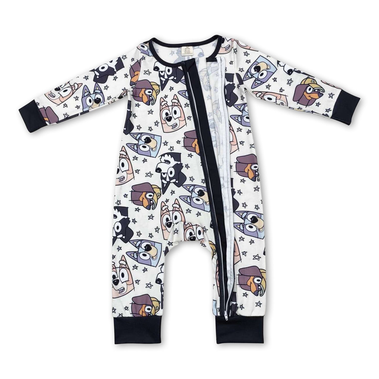 Black dog stars baby boy Halloween zipper sleeper